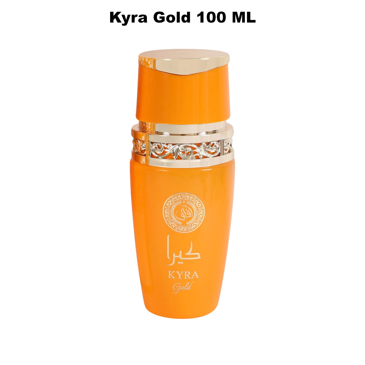 Close-up image of Kyra Gold Perfume For Women 100ml, highlighting its elegant packaging and vibrant colors.