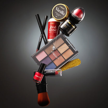 Collection of beauty treasures in the Advent Calendar Beauty Treasures 12 Day Makeup, providing 12 days of beauty and self-pampering.