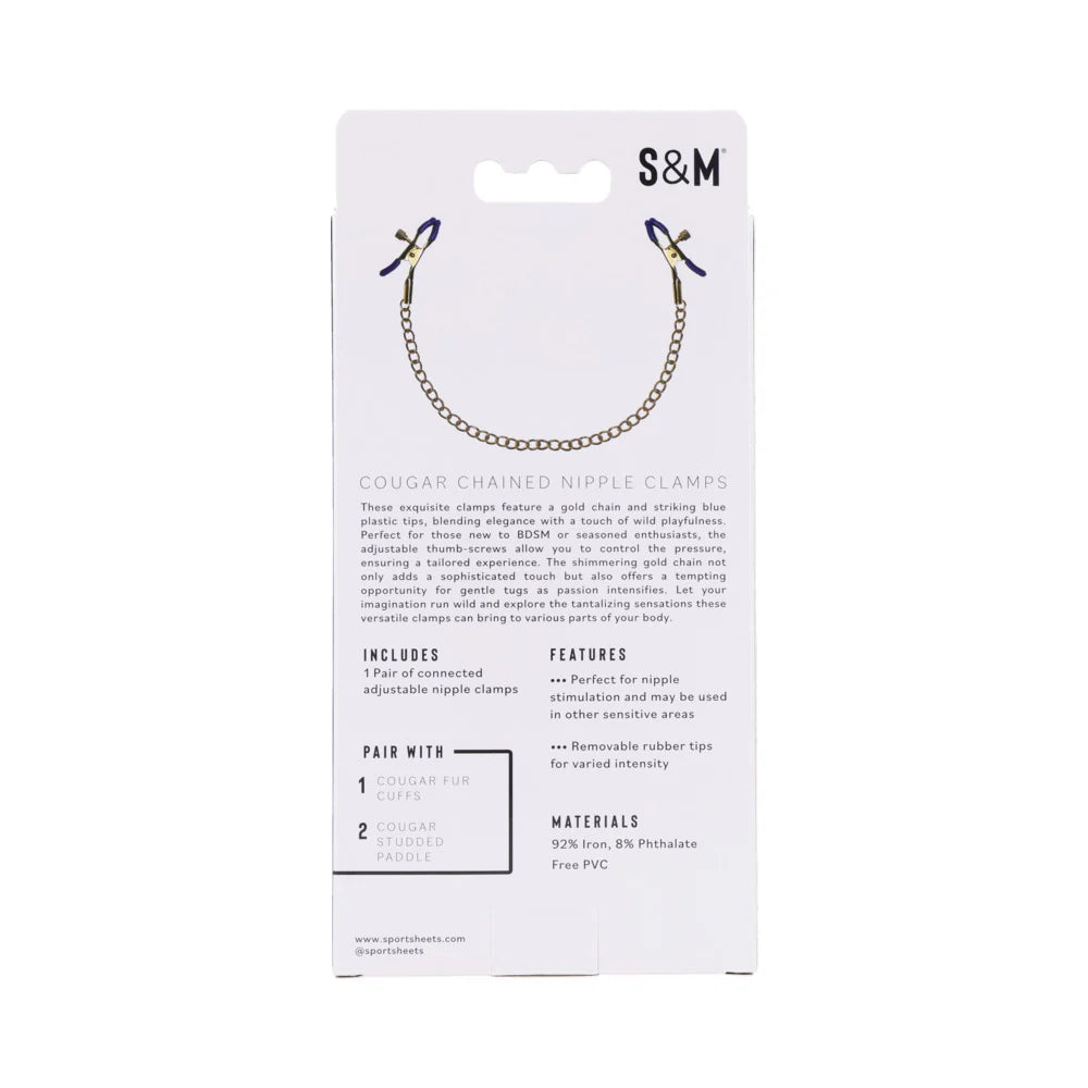 Sportsheets Sex &amp; Mischief Cougar Chained Nipple Clamps SPORTSHEETS