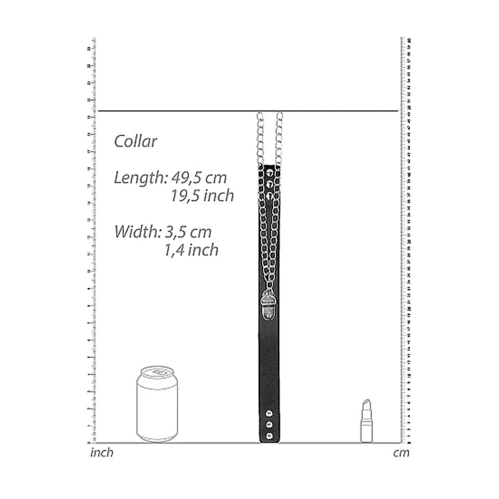 Ouch! Black &amp; White Adjustable Bonded Leather Collar With Hand Cuffs &amp; Chain Black