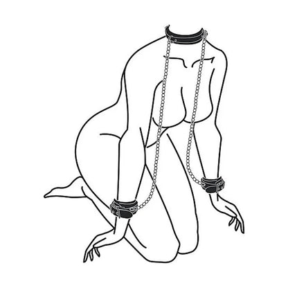 Ouch! Black &amp; White Adjustable Velcro Collar With Leash &amp; Wrist Cuffs Black