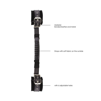 Ouch! Black &amp; White Adjustable Bonded Leather Wrist Cuffs With Handle Black