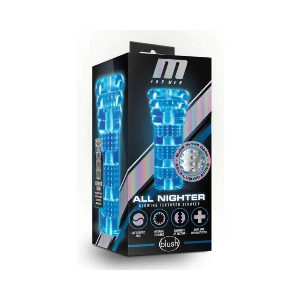 M For Men Soft and Wet All Nighter Glow In The Dark Self Lubricating Stroker BLUSH