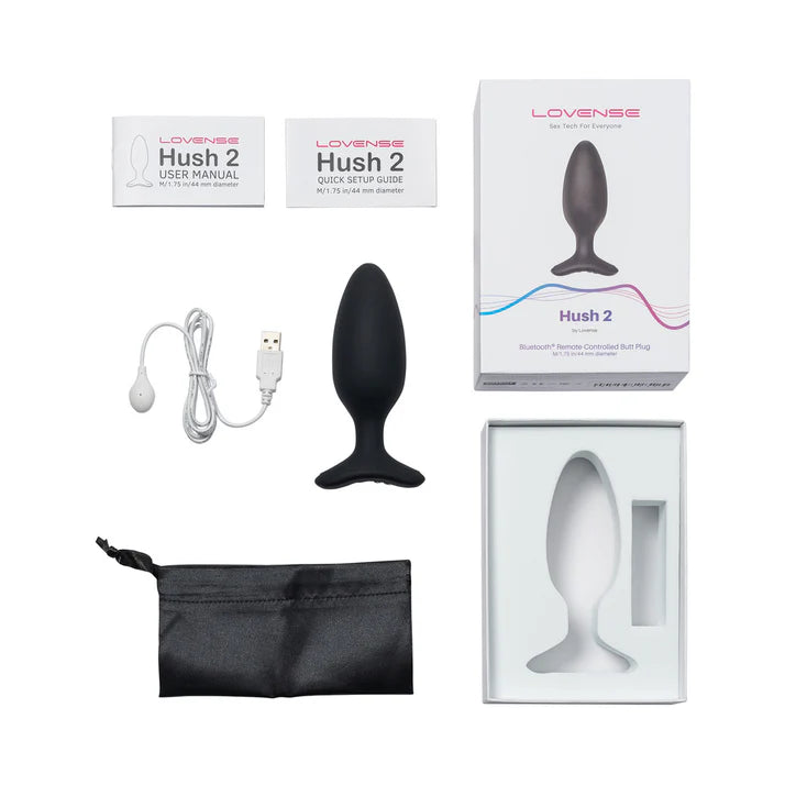 Lovense Hush 2 Bluetooth Remote-Controlled Vibrating Butt Plug M 1.75 in. LOVENSE