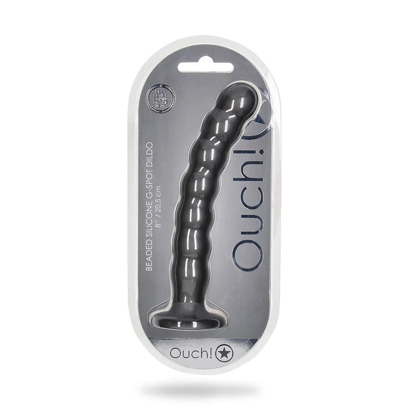 Shots Ouch! Beaded Silicone 8 in. G-Spot Dildo OUCH!