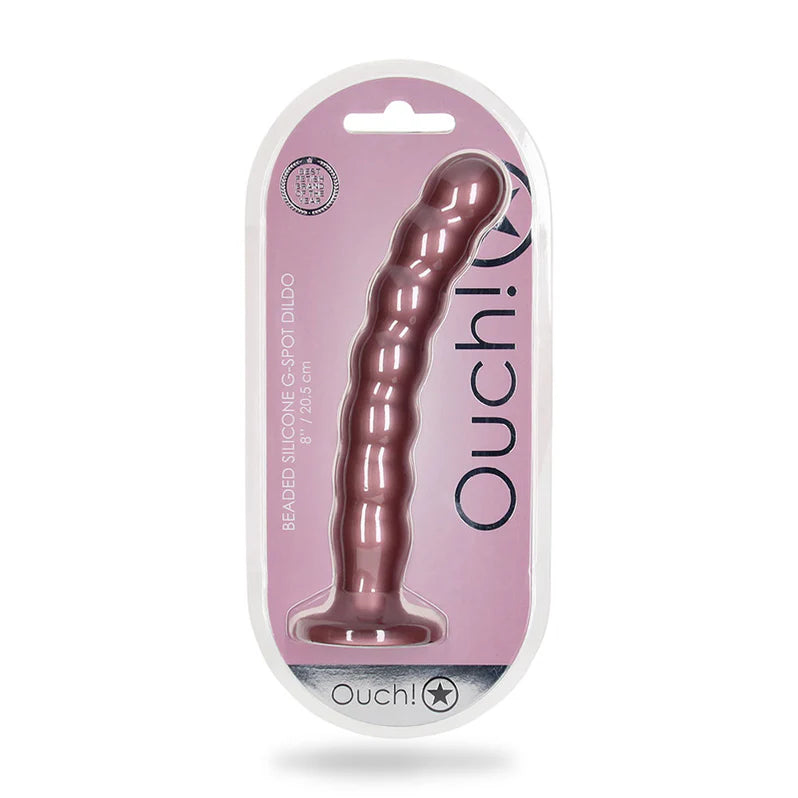 Shots Ouch! Beaded Silicone 8 in. G-Spot Dildo OUCH!