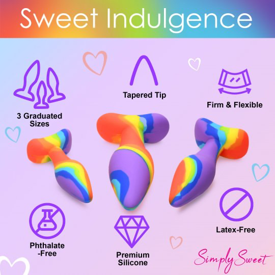 3 Piece Rainbow Silicone Butt Plug Set CURVE TOYS
