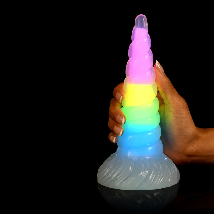 Creature Cocks Uni-Glow Glow-in-the-Dark Rainbow Silicone Dildo CREATURE COCKS