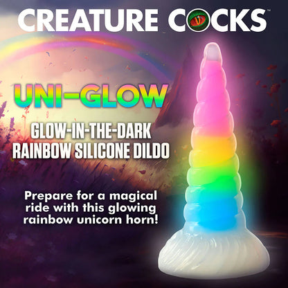 Creature Cocks Uni-Glow Glow-in-the-Dark Rainbow Silicone Dildo CREATURE COCKS