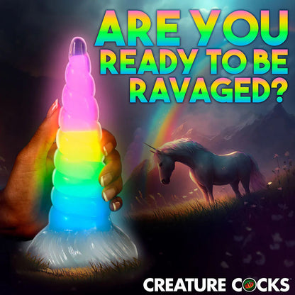 Creature Cocks Uni-Glow Glow-in-the-Dark Rainbow Silicone Dildo CREATURE COCKS