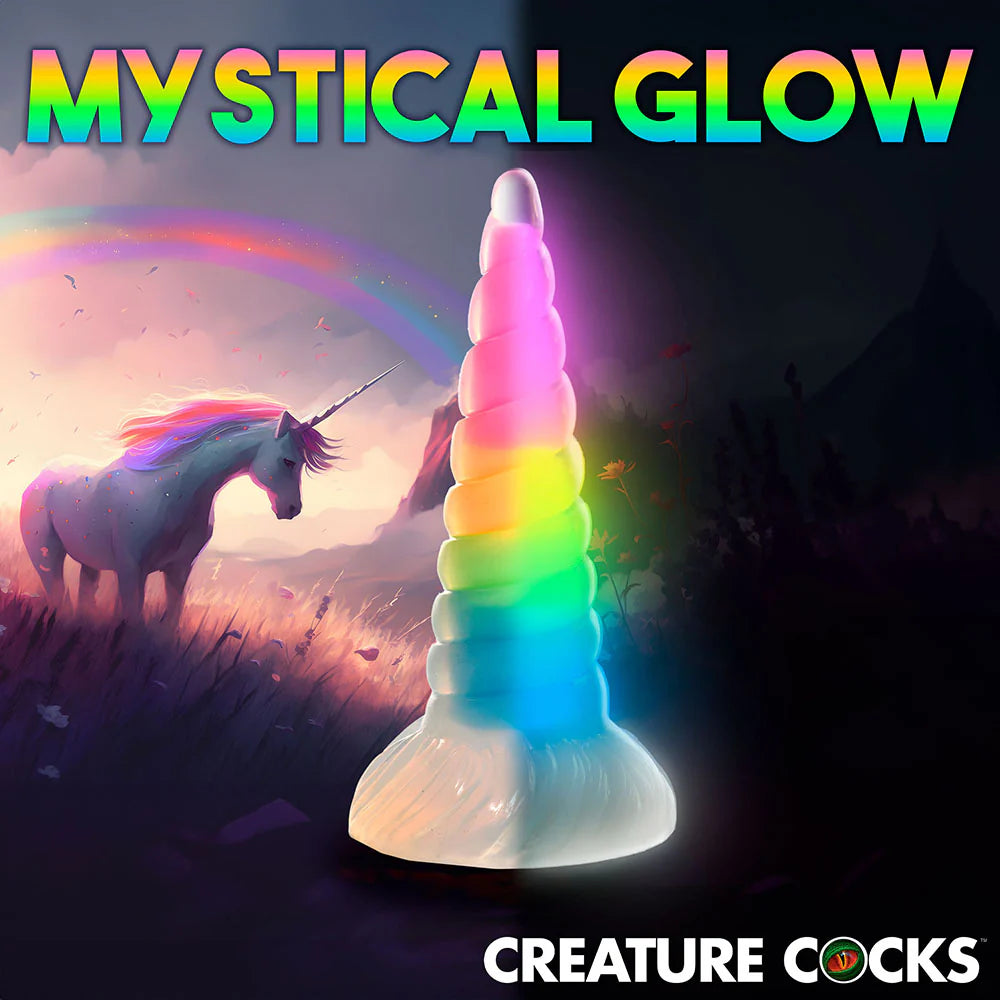 Creature Cocks Uni-Glow Glow-in-the-Dark Rainbow Silicone Dildo CREATURE COCKS