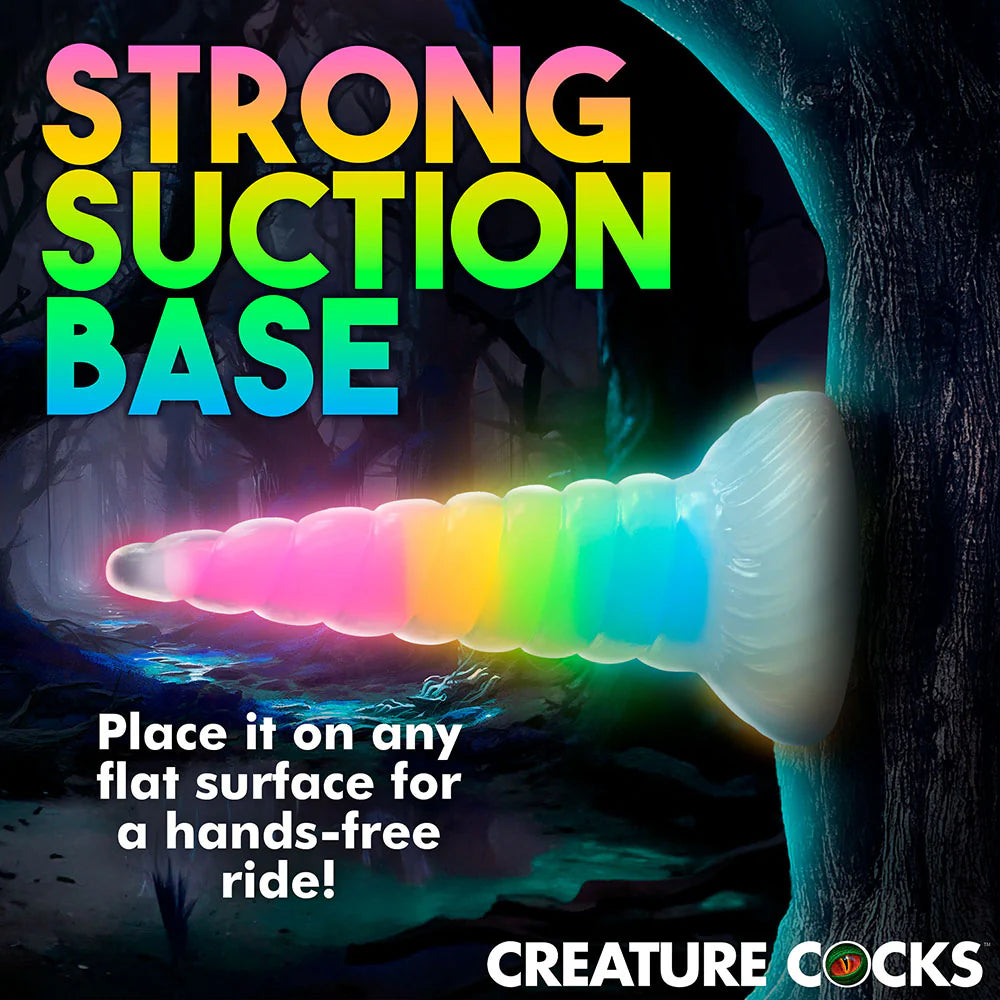 Creature Cocks Uni-Glow Glow-in-the-Dark Rainbow Silicone Dildo CREATURE COCKS