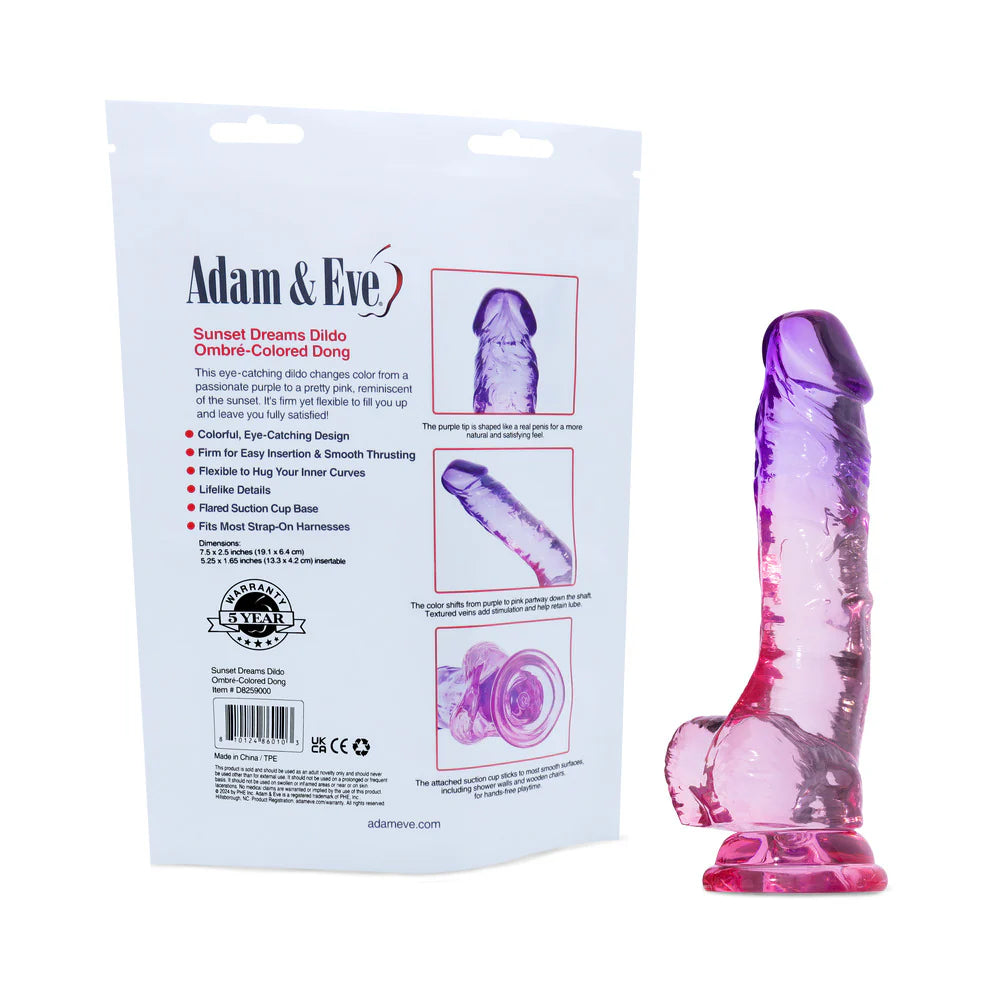 Adam &amp; Eve Realistic Dildo With Suction Cup – 7.5 Inch Multi-Color, Textured Veins, Flexible Design - SP BOUTIQUE