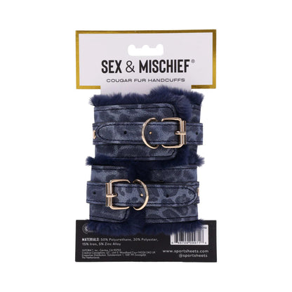 Sportsheets Sex &amp; Mischief Cougar Fur Handcuffs SPORTSHEETS