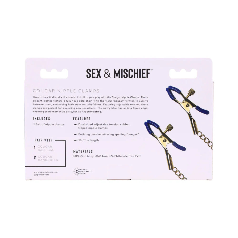 Sportsheets Sex &amp; Mischief Cougar Nipple Clamps SPORTSHEETS
