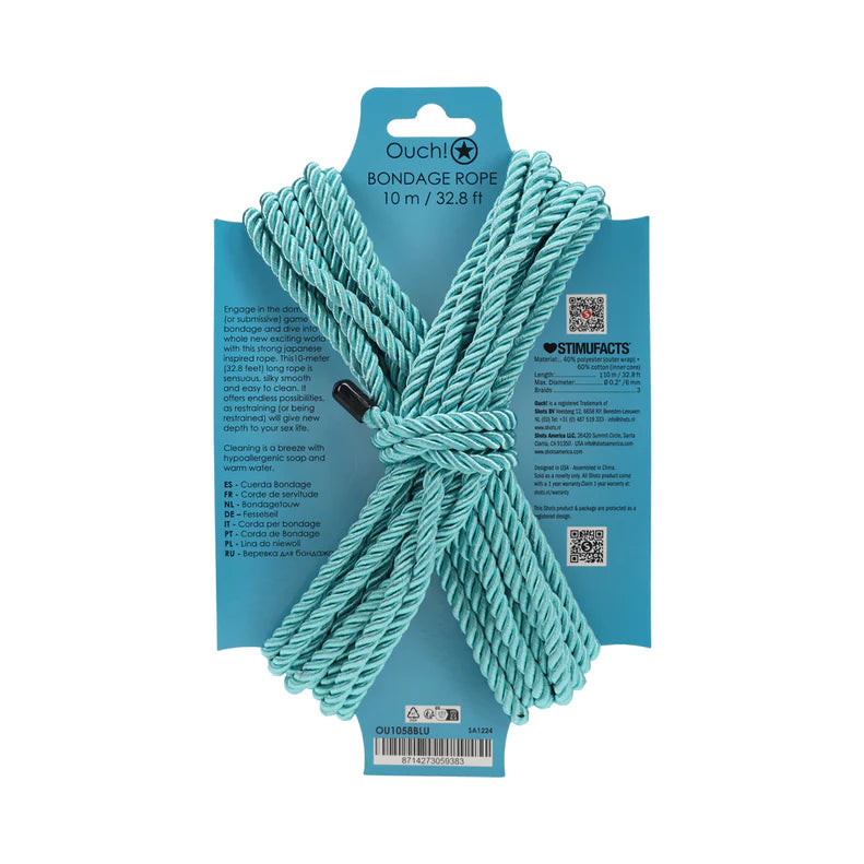 Ouch! Bondage Rope 10 m Nylon Blue OUCH!
