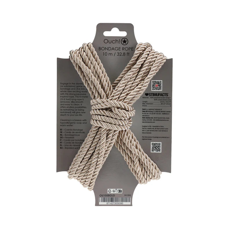 Ouch! Bondage Rope 10 m Nylon Gold OUCH!
