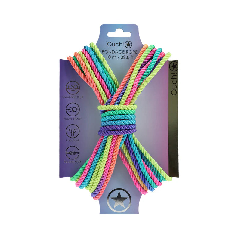Ouch! Bondage Rope 10 m Nylon Multicolor Bright OUCH!