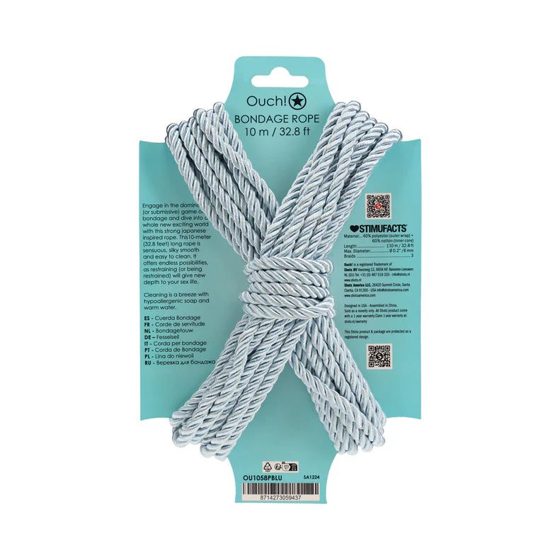 Ouch! Bondage Rope 10 m Nylon Powder Blue OUCH!
