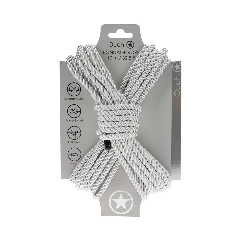 Ouch! Bondage Rope 10 m Nylon Silver OUCH!