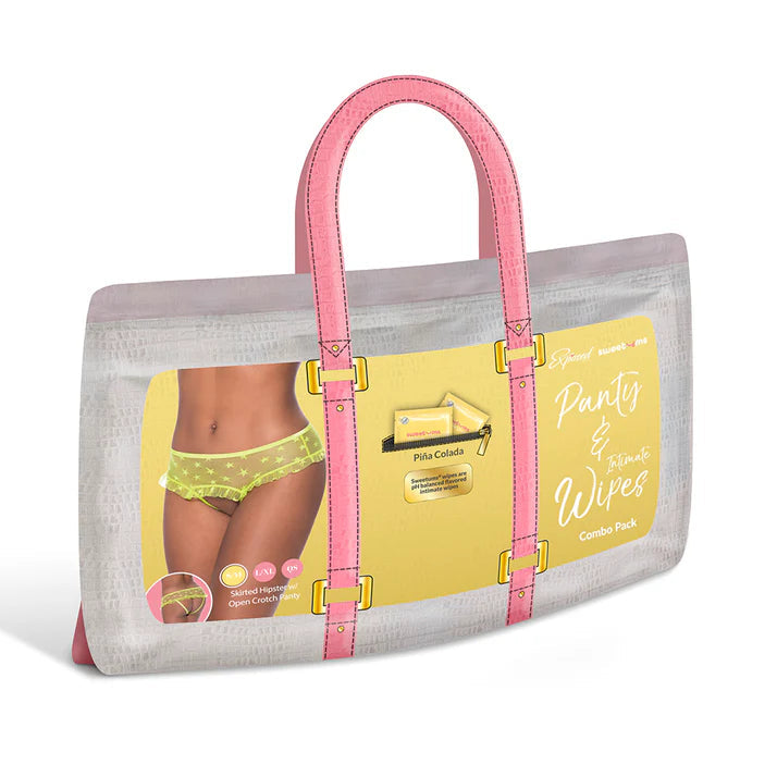 Magic Silk Sweetums Skirted Hipster with Open Crotch Panty Pina Colada EXPOSED