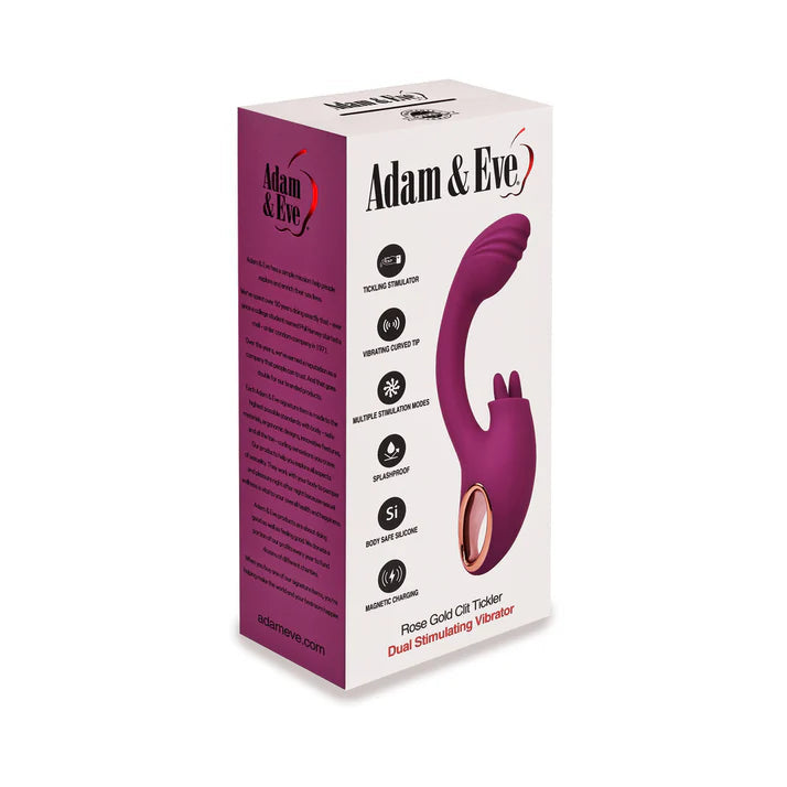 Adam &amp; Eve Rose Gold Clit Tickler Dual Stimulating Vibrator ADAM &amp; EVE