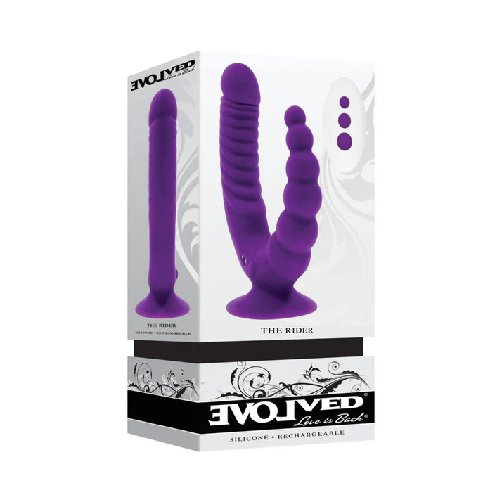 Evolved The Rider Rechargeable Double Vibrator Silicone Purple EVOLVED