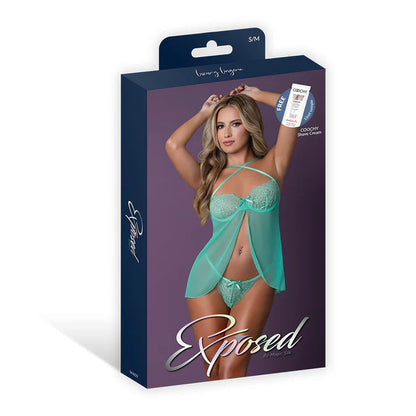 Caribbean Crush Flutter Baby Doll &amp; Thong Set EXPOSED