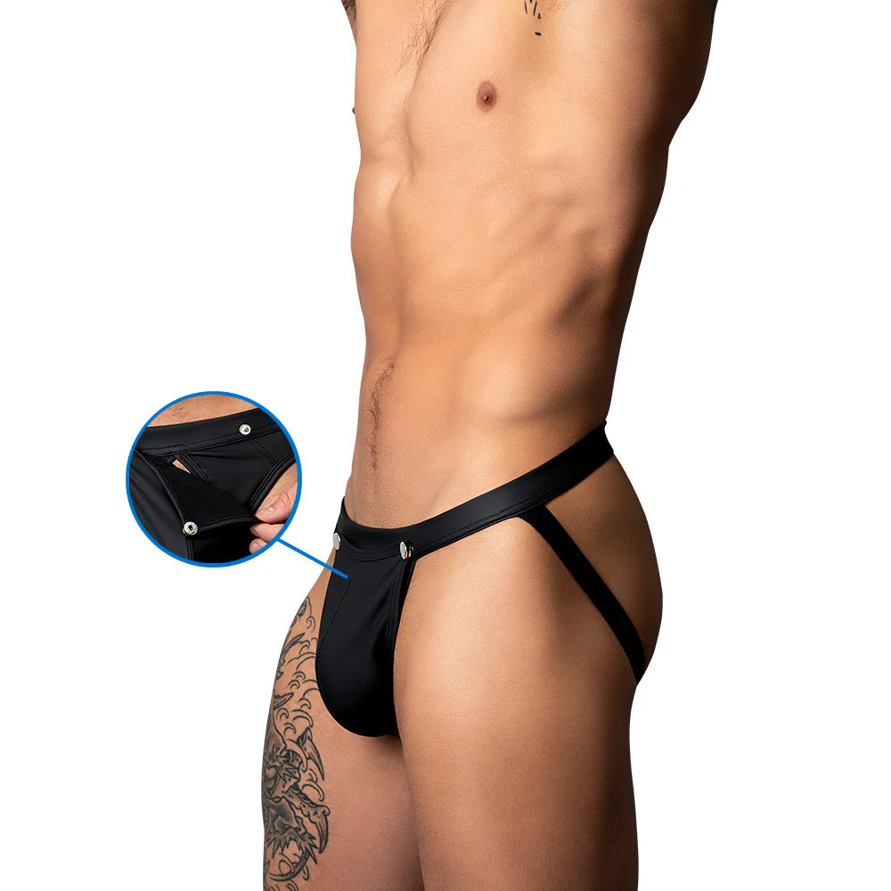 Male Power Oh Snap! Snap off Thong Black SP BOUTIQUE