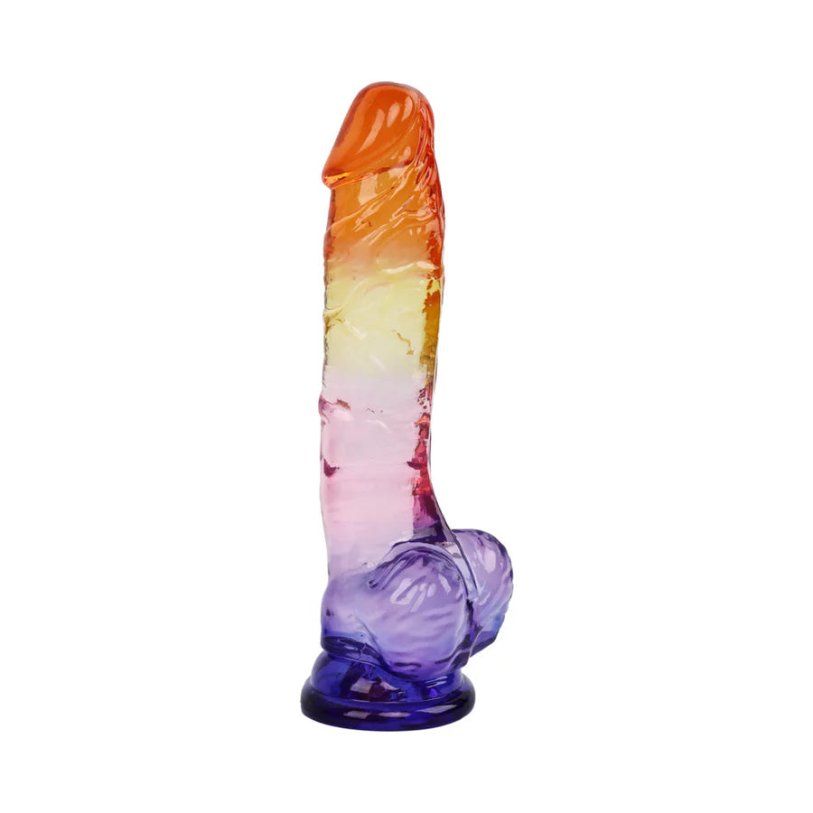 Close-up of Adam &amp; Eve Sunrise Dreams Realistic Dildo displaying its stimulating veined shaft and phallic tip; the perfect realistic dildo for pleasure.