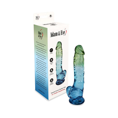 Adam &amp; Eve Seaside Dreams Realistic Dildo 9.5 in displayed against a backdrop, emphasizing its realistic design and waterproof feature.