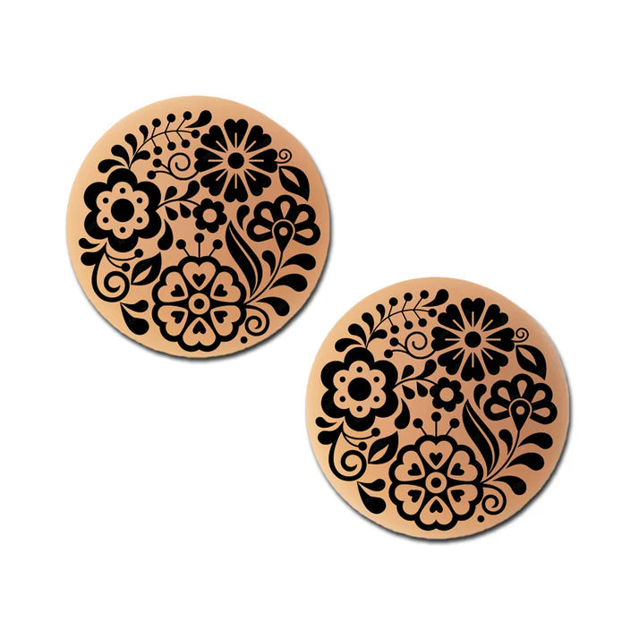 Pastease Halos Reusable Sticky Adhesive Silicone Nipple Cover Floral Nude Large D+ Cup PASTIES