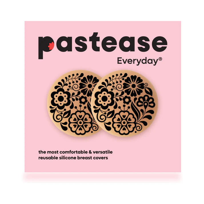 Pastease Halos Reusable Sticky Adhesive Silicone Nipple Cover Floral Nude Large D+ Cup PASTIES