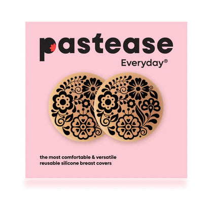 Pastease Halos Reusable Sticky Adhesive Silicone Nipple Cover Floral Nude Large D+ Cup PASTIES