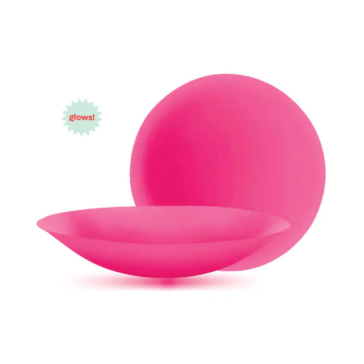 Pastease Halos Reusable Sticky Adhesive Silicone Nipple Cover Neon Pink Glow-in-the-Dark Small A-C Cup PASTIES