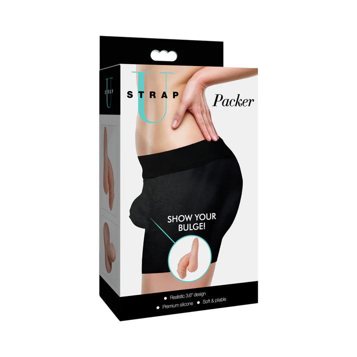 Strap U 3.6 in. Silicone Packer Dildo showcasing its realistic silicone packer design with lifelike details for an authentic appearance.