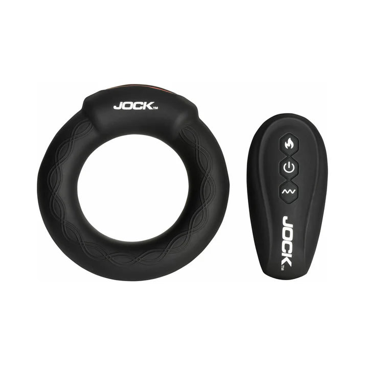 Remote control for the JOCK Rumbler Vibrating C-Ring, allowing for easy adjustment of 3 speeds and 7 vibration patterns to customize your experience.