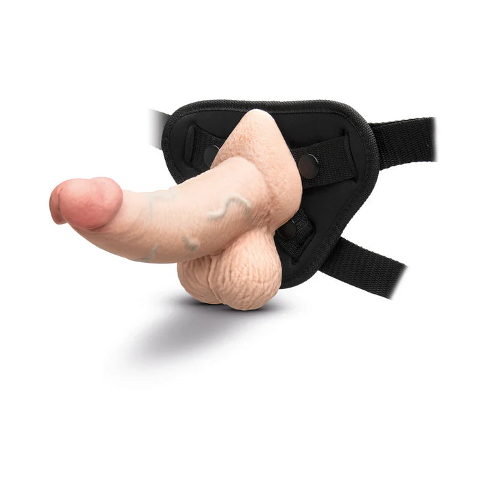 b-Vibe Slipskin Realistic Silicone Dildo 6.5 in. Curved Cream with detailed shaft and raised veins, ideal for intense pleasure.