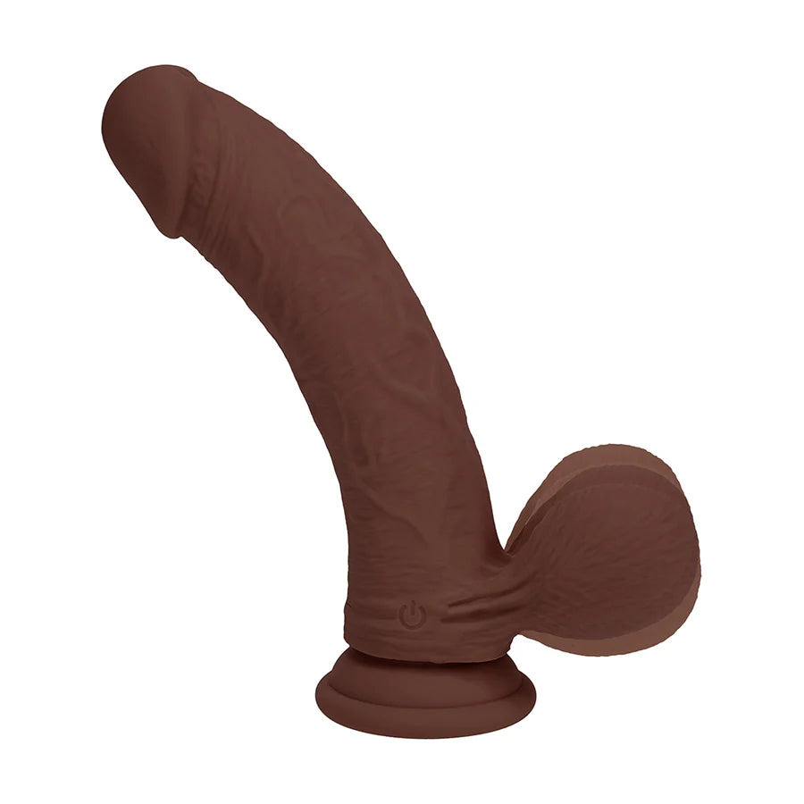Realrock Realistic Dual Density Vibrating Silicone Dildo with Weighted Balls 8 in.