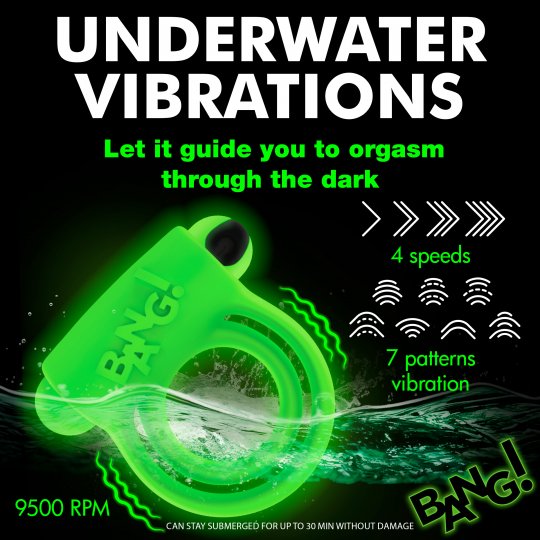Glow-in-the-Dark Silicone Vibrating Cock Ring XR BRAND
