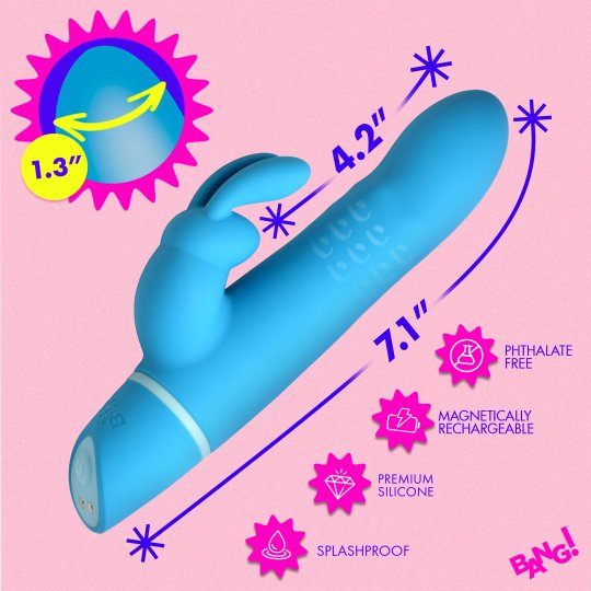 Rotating Beads Silicone Rabbit Vibrator- Blue