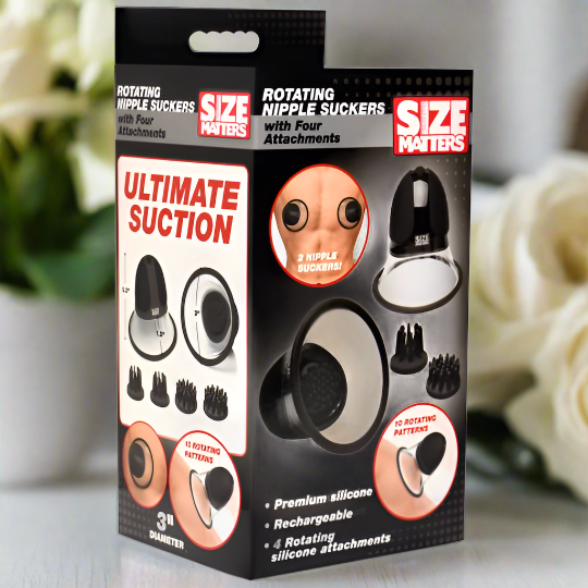 Size Matters 10X Rotating Silicone Nipple Suckers with 4 Attachments XR BRANDS