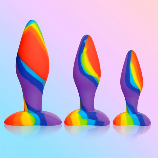 3 Piece Rainbow Silicone Butt Plug Set CURVE TOYS