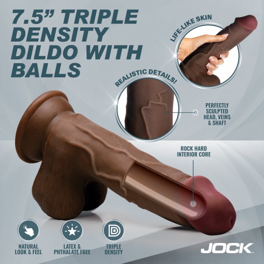 Hard-Core 7.5" Triple Density Dildo w/ Balls - Medium