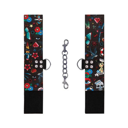 Ouch! Old School Tattoo Printed Hand Cuffs