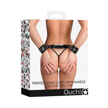 Ouch! Old School Tattoo Printed Cuffs W/ Strap Handle
