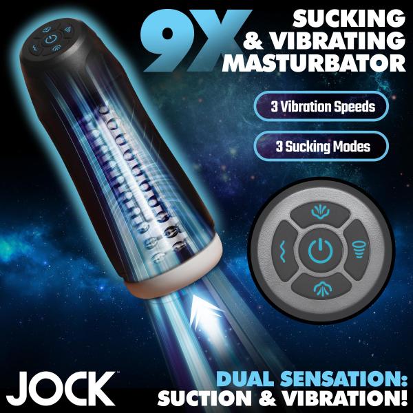 Jock 9X Sucking Vibrating Masturbator - 3 Speeds, Multi-Textured Tunnel, Rechargeable - SP BOUTIQUE