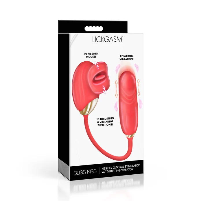 Bliss Kiss Kissing Clitoral Stimulator W Thrusting Vibrator Red
