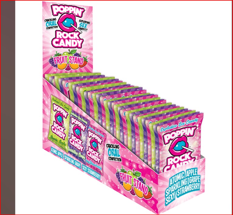 Rock Candy Popping Fruit Stand Display of 36 Assorted