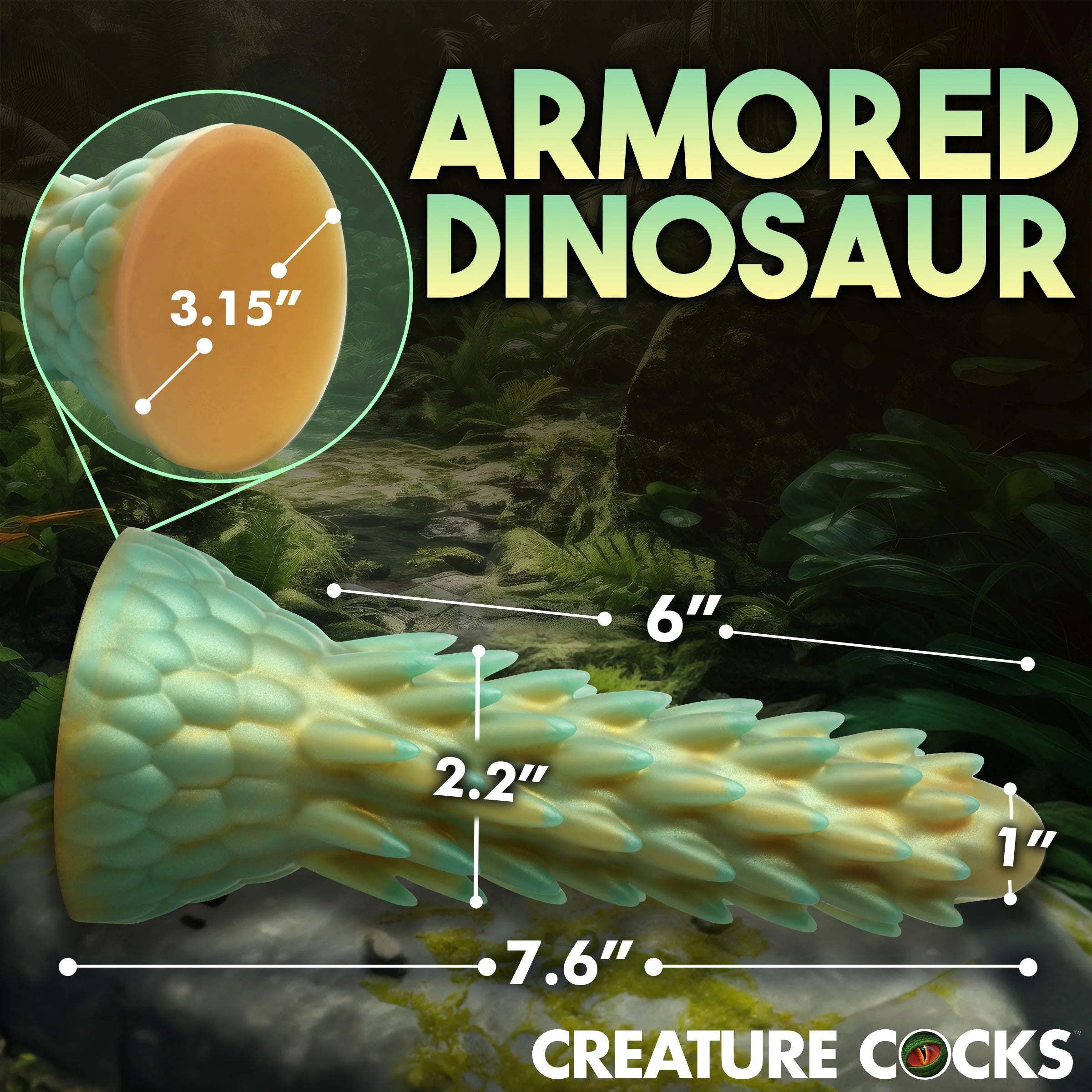 Stegosaurus Spiky Reptile Silicone Dildo CREATURE COCKS